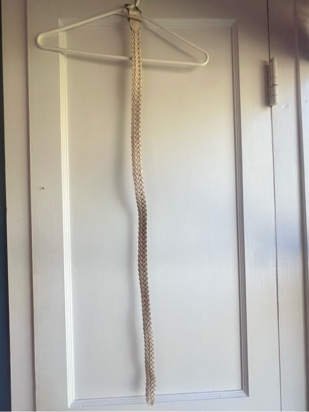 Braided Leather Belt in Natural Beige